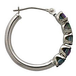 10k White Gold Mystic Green Topaz Hoop Earrings