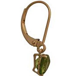 10k Yellow Gold Peridot Trillion Leverback Earrings
