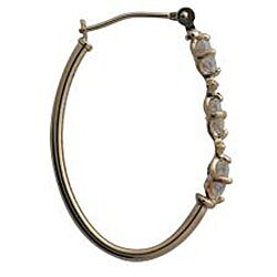 10k Yellow Gold Square-cut Mercury Mist Topaz and Diamond Hoop Earrings 