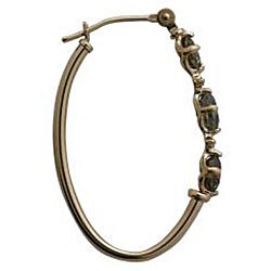 10k Yellow Gold Square-cut Mystic Green Topaz and Diamond Hoop Earrings