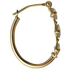 10k Yellow Gold Mercury Mist Topaz and Diamond Accent Hoop Earrings
