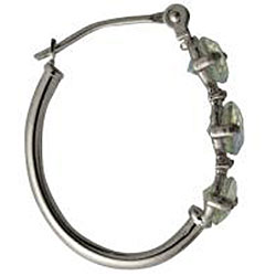 10k White Gold Mercury Mist Topaz and Half-point Hoop Earrings 