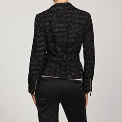 Katherine New York Women's Asymmetrical Tweed Moto Jacket