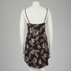 Illusions Women's Navy Floral Georgette Chemise and Thong Set