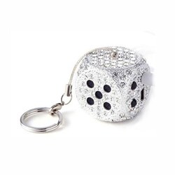 Rhinestone Dice Keychain MP3 Speaker
