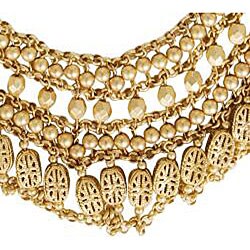 14k Yellow Gold Overlay Marmara Satin Finish Bib Necklace