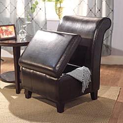 Simple Living Faux Leather Armless Storage Chair ...