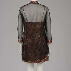 Illusions Women's Animal Print Chemise and Sheer Coat