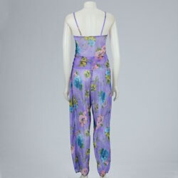 Illusions Women's Floral Stretch Mesh Camisole and Pant Set
