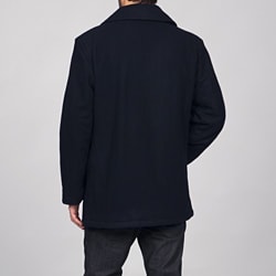 London Fog Men's Double-breasted Wool Blend Peacoat FINAL SALE