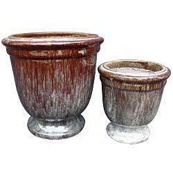 Michael Carr Designs Falling Brown Urn (Set Of 2)