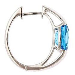 Sterling Silver Oval-cut Blue Topaz Hoop Earrings