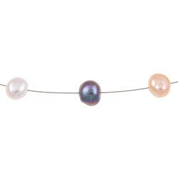 Sterling Silver Multi-colored FW Coin Pearl Tin Cup Necklace (9-10 mm)