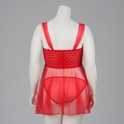Illusion Women's Red Sheer Stretch Lace Babydoll
