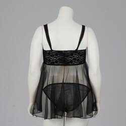 Illusion Women's Black Sheer Stretch Lace Babydoll