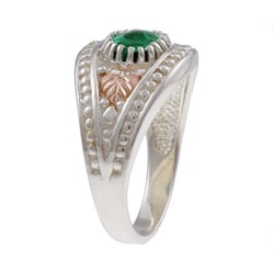 Black Hills Gold and Sterling Silver Green Obsidianite Ring