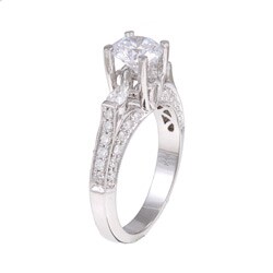 Natalie K 14k Gold 2/3ct TDW Diamond and CZ Engagement Ring (H, SI1