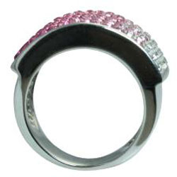 Sterling Silver White and Pink Crystal Ring