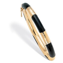 14k Yellow Gold Onyx Bangle Bracelet