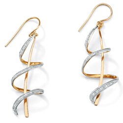 18k Gold over Sterling Silver Diamond Accent Ribbon Earrings