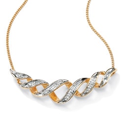 18k Gold over Sterling Silver Diamond Accent Floating Ribbon Necklace