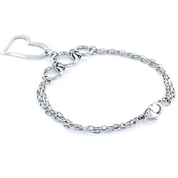 Stainless Steel Heart-shaped Charm Bracelet