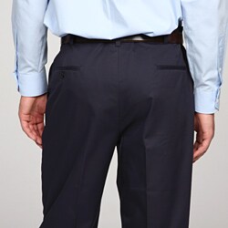 Austin Reed Men's Flat-front Navy Satin Twill Reflex Pants