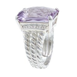 Sterling Silver Pink Amethyst and Cubic Zirconia Ring
