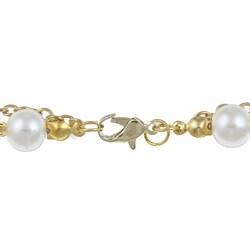 Goldtone Faux Pearl and Mother of Pearl Rose Design Necklace