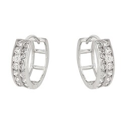 Michele Mies Rhodiumplated Brass Round-cut Cubic Zirconia Hoop Earrings