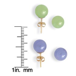 Angelina D'Andrea 14k Yellow Gold Green and Lavender Jade 2-pair Earring Set