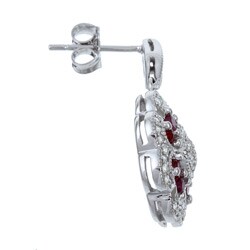 14k White Gold Ruby and 1/2ct TDW Diamond Earrings (H-I, I1-I2)