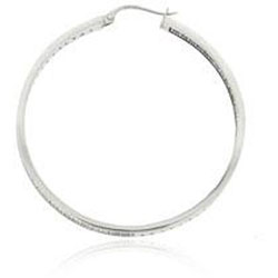 Icz Stonez Sterling Silver Large Inside-out Micro-pave Cubic Zirconia Hoop Earrings