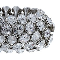 Celeste Silvertone Brass Light  Crystal Stretch Bracelet