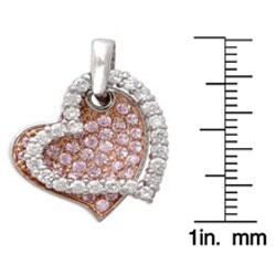Sterling Silver Pink and Clear Cubic Zirconia Double Heart Necklace