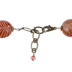 Charming Life Goldtone Coral Crystal and Swirl Art Glass Necklace