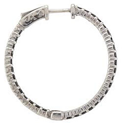 Sterling Silver 2ct TDW Black Diamond Hoop Earrings