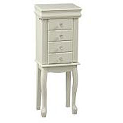 Traditional Style White Jewelry Armoire Chest