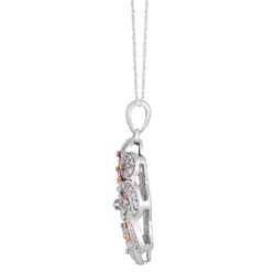 10k White Gold Pink Sapphire and Diamond Flower Necklace
