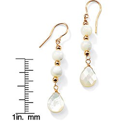 Angelina D'Andrea 10k Yellow Gold Mother of Pearl and Cubic Zirconia Earrings