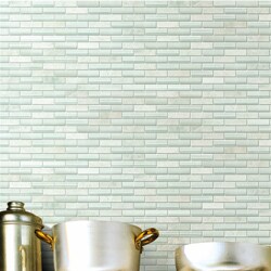 SomerTile 12x12-in Reflections Subway 5/8x2-in Ming Glass/Stone Mosaic Tile (Pack of 10)