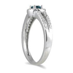10k White Gold 1/4ct TDW Blue and White Diamond Ring (H-I, I1-I2)