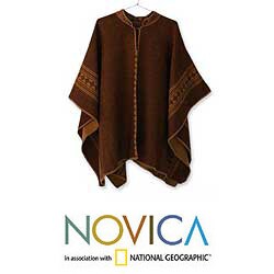 'Andean Earth' Alpaca Wool Reversible Poncho (Peru)
