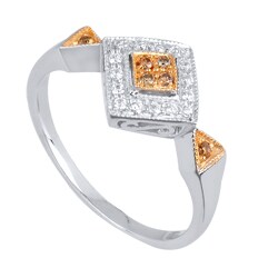Sterling Silver 1/6ct TDW White and Champagne Diamond Ring (H-I, I3)