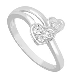 Sterling Silver 1/8ct TDW Diamond Heart Ring (H-I, I3)