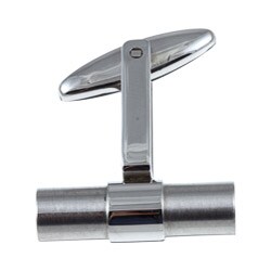 Gerald David Bauman Stainless Steel Polished Bar Cuff Links