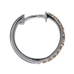 Silver Citrine Hoop Earrings
