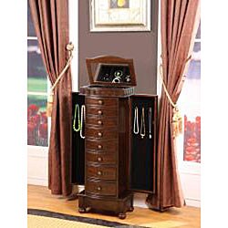 Muscatto Coffee 8-Drawer Charging Jewelry Armoire