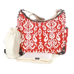 OiOi Red Ikat Hobo Diaper Bag