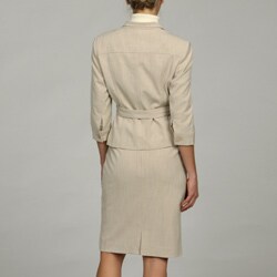 Sharagano Women's Belted 3/4-sleeve Skirt Suit